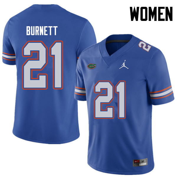 Jordan Brand Women #21 McArthur Burnett Florida Gators College Football Jerseys Sale-Royal - Click Image to Close